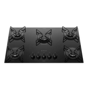 Cooktop 5 Bocas Atlas Milão com Mesa de Vidro Preto Bivolt