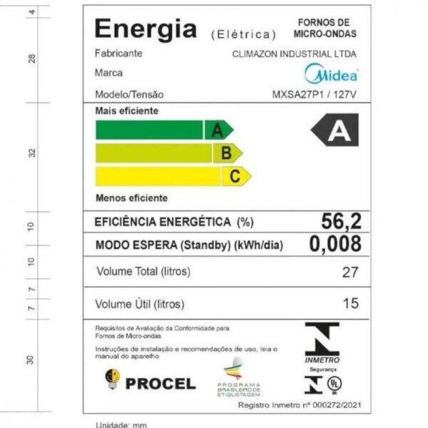Microondas Midea MXSA27 27L Branco - Imagem 10