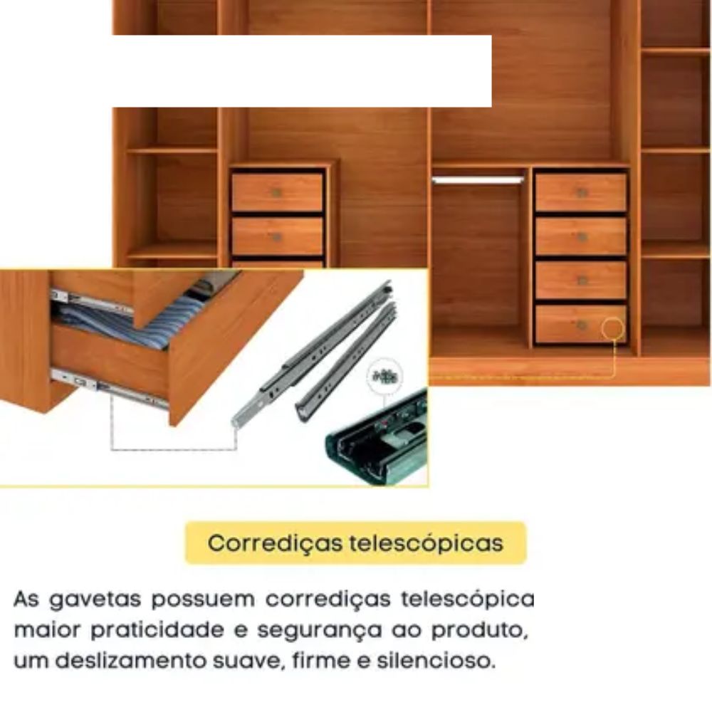 Guarda Roupa Casal 6 Portas Sevilla Tcil Cinamomo/Off White - Imagem 9