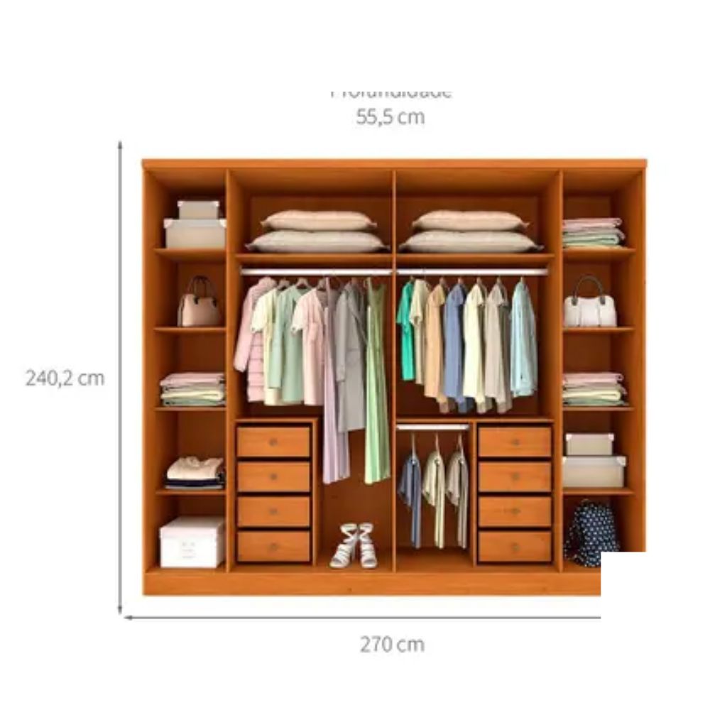 Guarda Roupa Casal 6 Portas Sevilla Tcil Cinamomo/Off White - Imagem 6