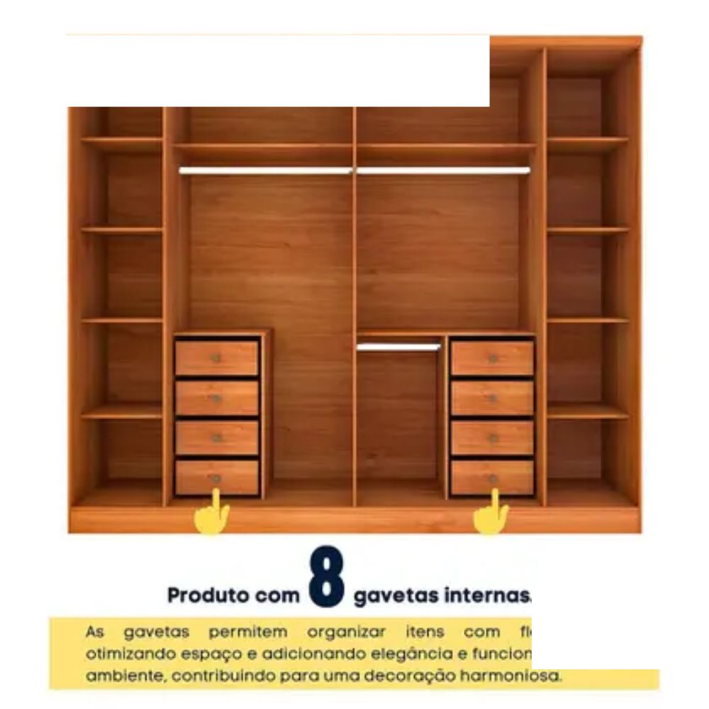 Guarda Roupa Casal 6 Portas Sevilla Tcil Cinamomo/Off White - Imagem 7