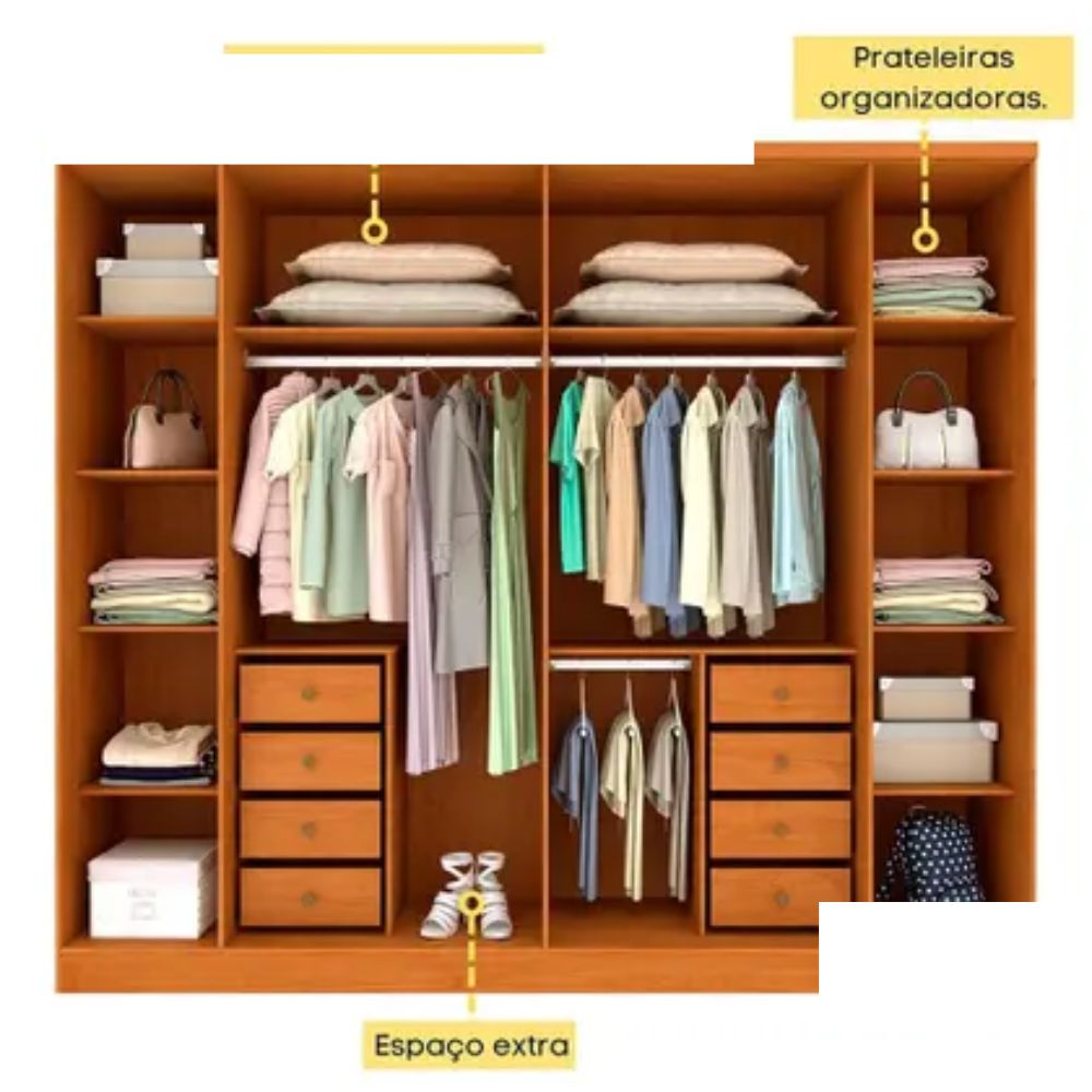 Guarda Roupa Casal 6 Portas Sevilla Tcil Cinamomo/Off White - Imagem 8