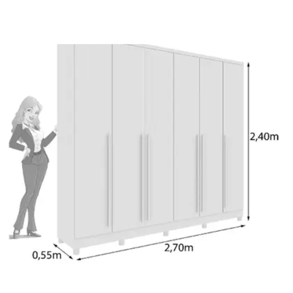 Guarda Roupa Sevila com 6 Portas 8 Gavetas Tcil - Imagem 9