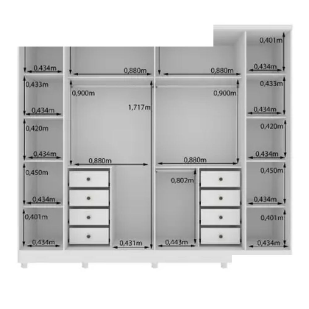 Guarda Roupa Sevila com 6 Portas 8 Gavetas Tcil - Imagem 8