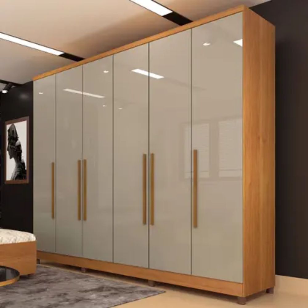 Guarda-Roupa Casal Veneza 6 Portas 4 Gavetas Cinamomo/Off White - Tcil Móveis