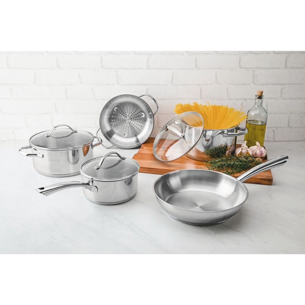 Jogo de Panelas Tramontina Una em Aço Inox com Fundo Triplo e Tampas de Vidro 5 Peças - Imagem 6