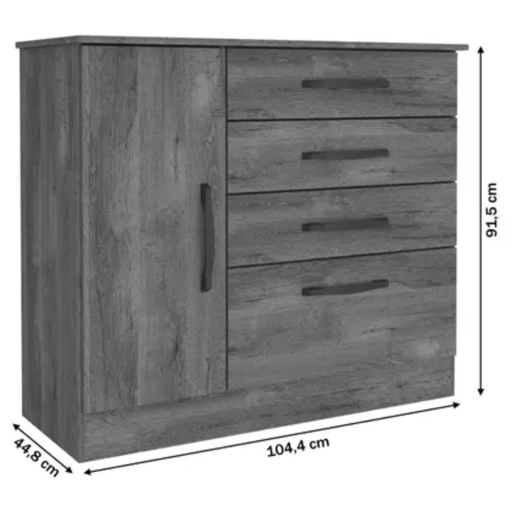 Cômoda Chicago 1 Porta 4 Gavetas Neve - Tcil Móveis - Imagem 4