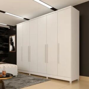 Roupeiro Tcil Veneza com Pés 6 Portas - Cor Neve