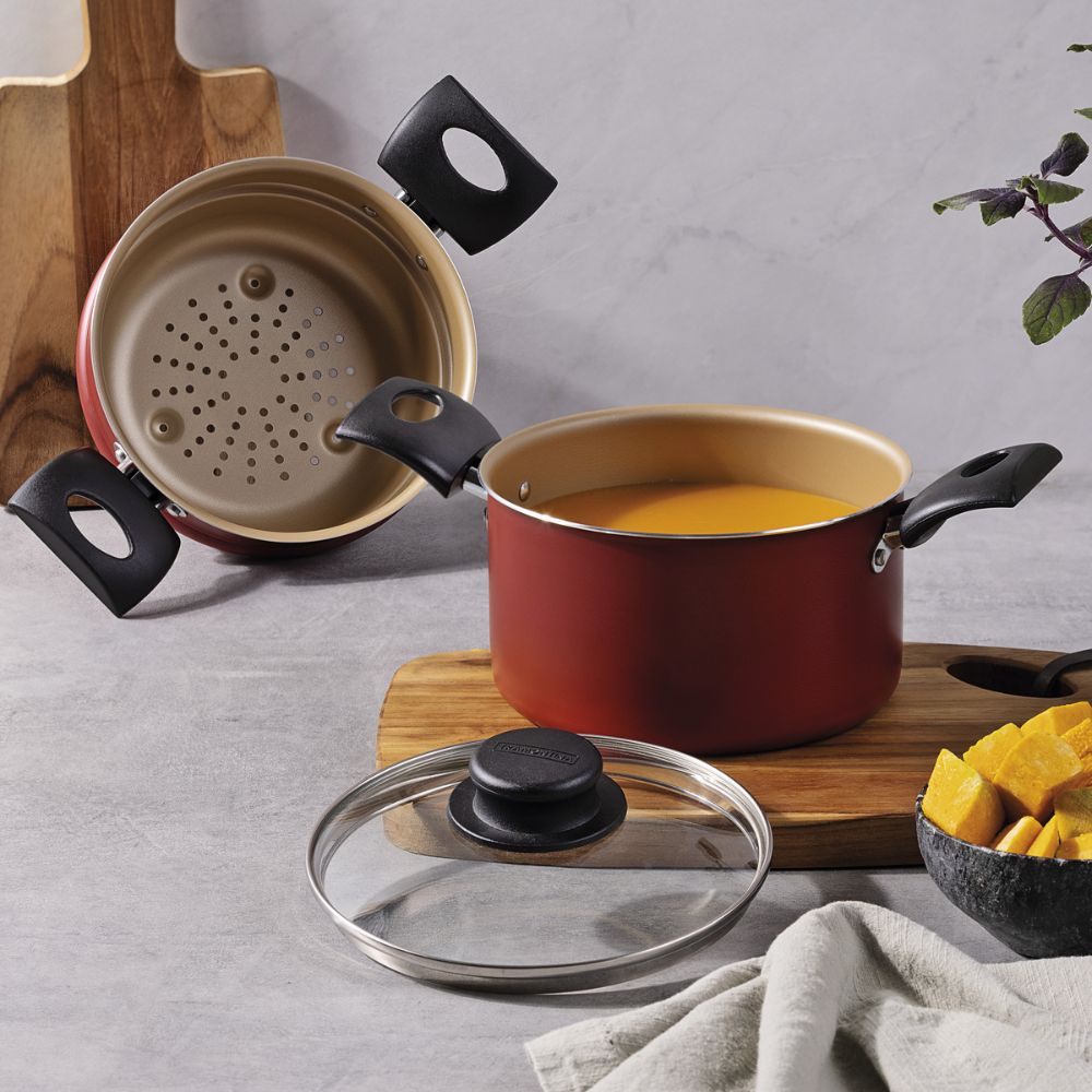 Cuscuzeira Tramontina Turim em Alumínio Antiaderente Starflon Max Vermelho - Imagem 5