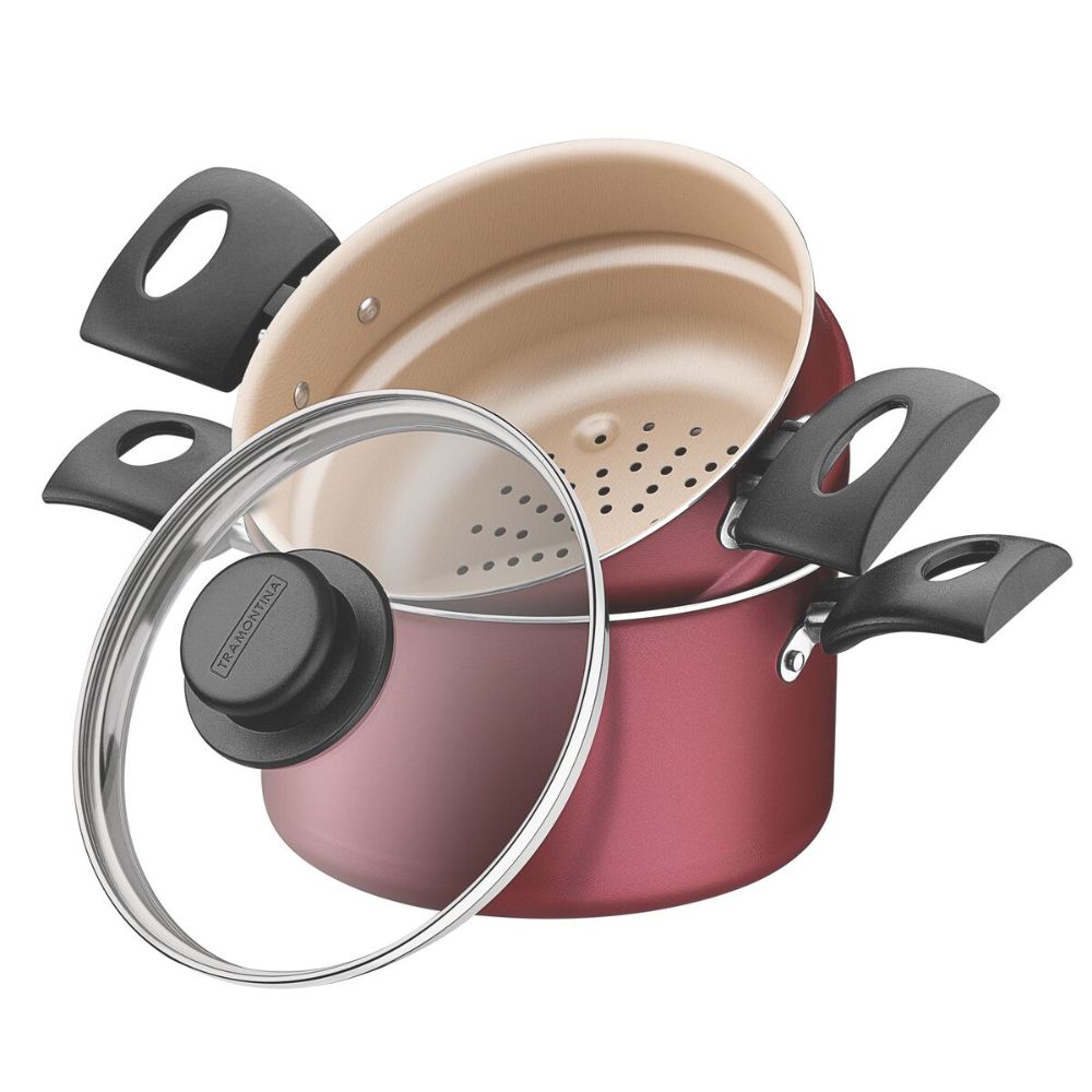 Cuscuzeira Tramontina Turim em Alumínio Antiaderente Starflon Max Vermelho - Imagem 2