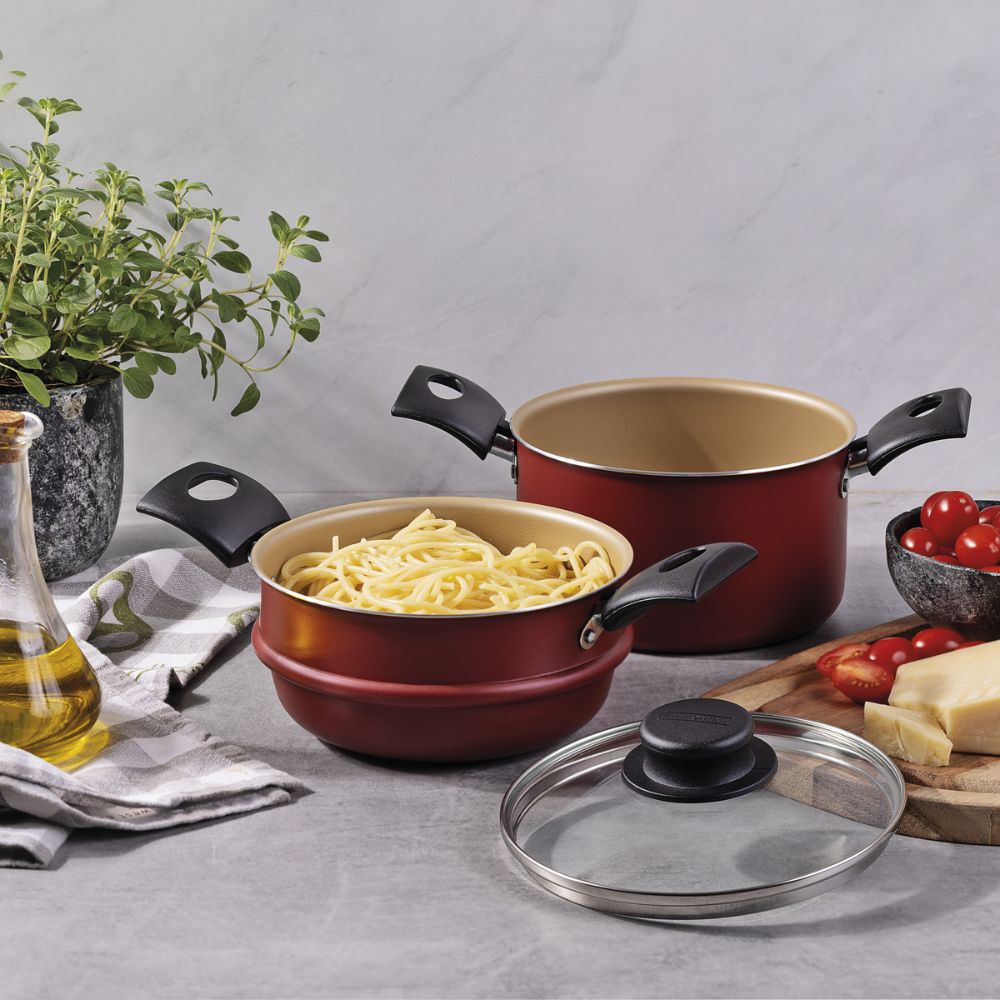 Cuscuzeira Tramontina Turim em Alumínio Antiaderente Starflon Max Vermelho - Imagem 3