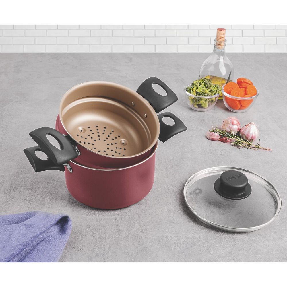 Cuscuzeira Tramontina Turim em Alumínio Antiaderente Starflon Max Vermelho - Imagem 7