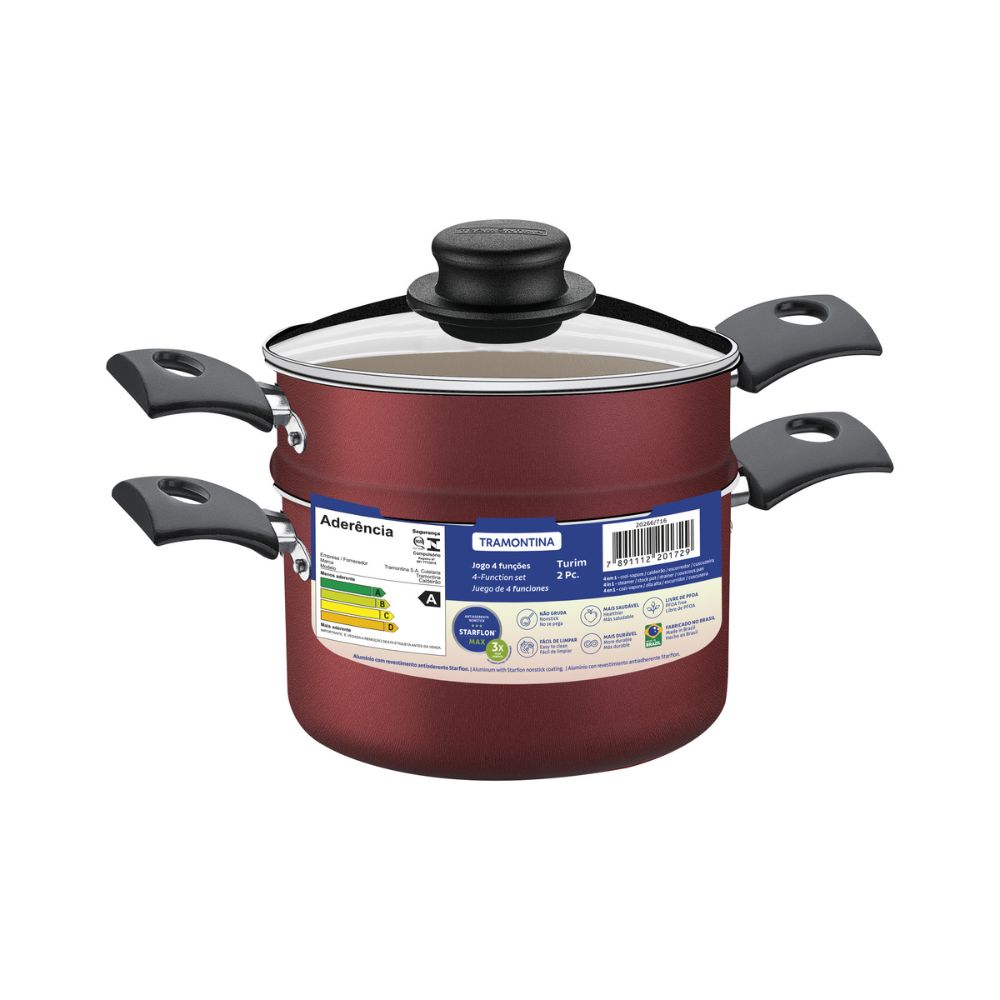Cuscuzeira Tramontina Turim em Alumínio Antiaderente Starflon Max Vermelho - Imagem 8
