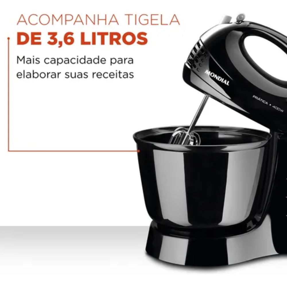 Batedeira Mondial Prática B-44-B 400W Preta - Imagem 2