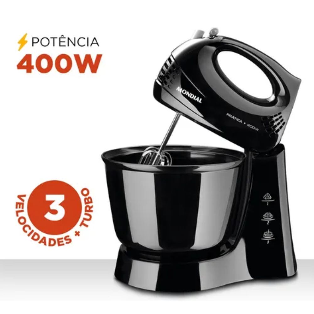 Batedeira Mondial Prática B-44-B 400W Preta - Imagem 3