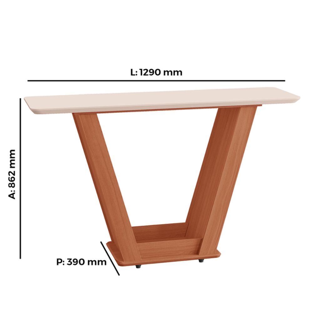 Aparador Tuboarte Oregon com Tampo de Madeira Freijó / Off White - Imagem 3