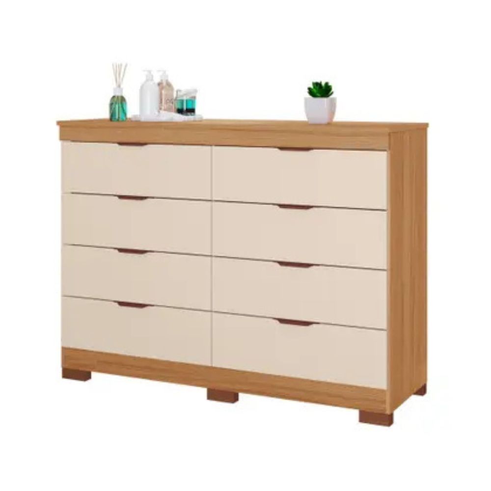 Cômoda Tuboarte Isadora 8 Gavetas Freijó / Off White - Imagem 3