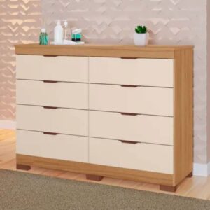 Cômoda Tuboarte Isadora 8 Gavetas Freijó / Off White