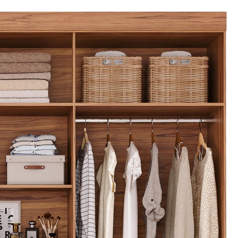 Guarda Roupa Panan Cecilia 6 Portas Com Pés Cinamomo/Off White - Imagem 3