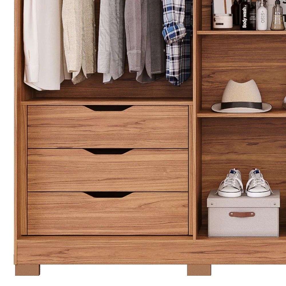 Guarda Roupa Panan Cecilia 6 Portas Com Pés Cinamomo/Off White - Imagem 7