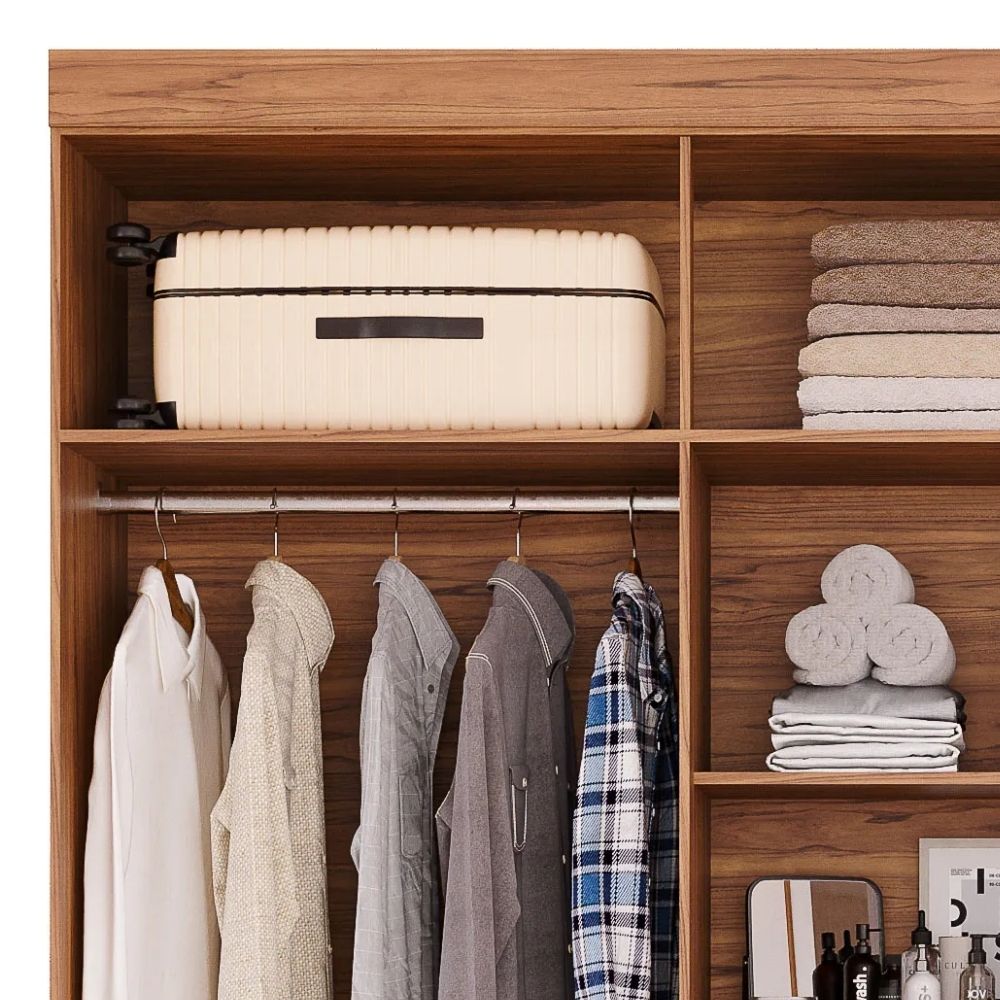 Guarda Roupa Panan Cecilia 6 Portas Com Pés Cinamomo/Off White - Imagem 5