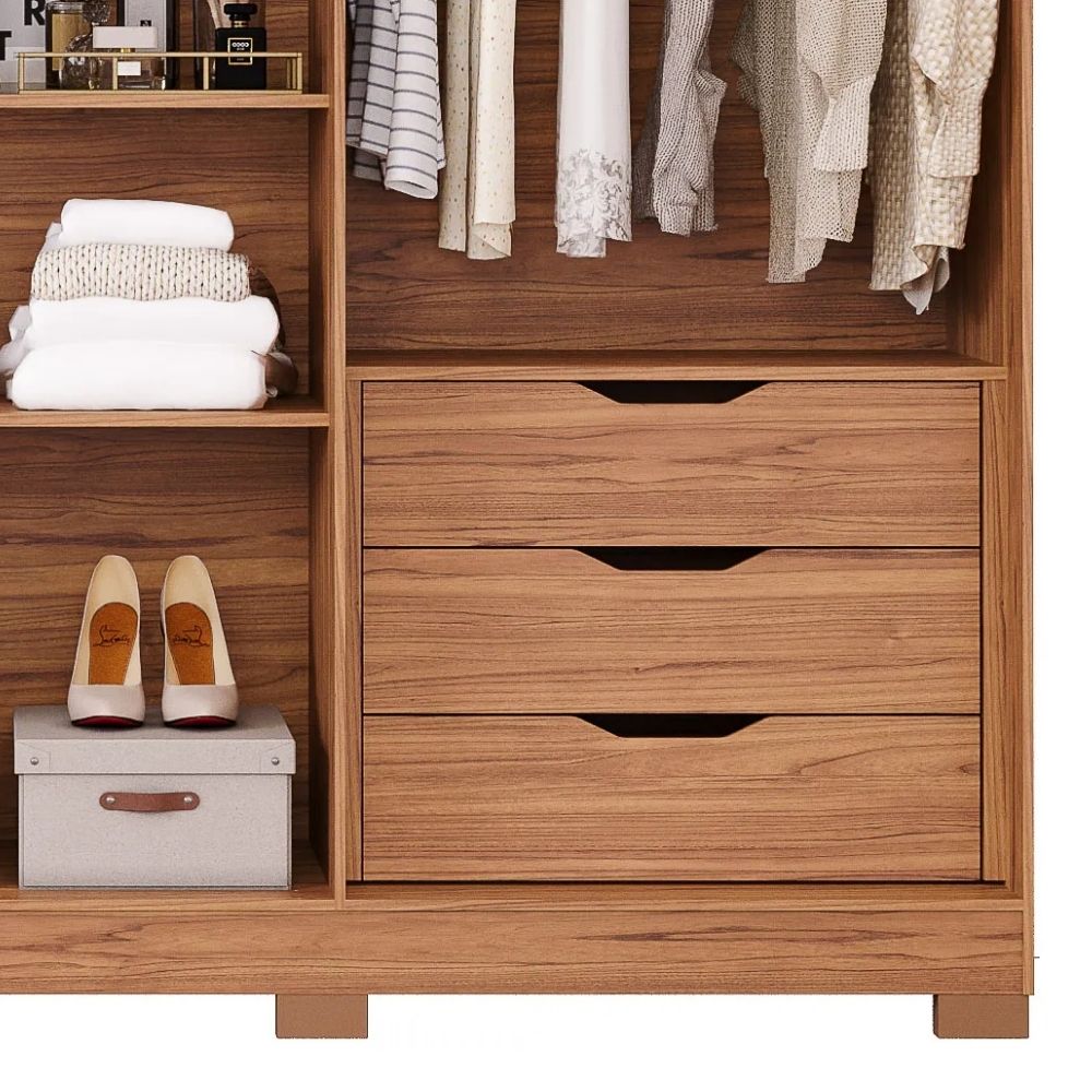 Guarda Roupa Panan Cecilia 6 Portas Com Pés Cinamomo/Off White - Imagem 6