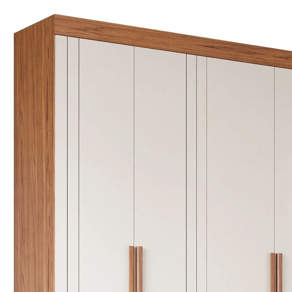 Guarda Roupa Panan Cecilia 6 Portas Com Pés Cinamomo/Off White - Imagem 9