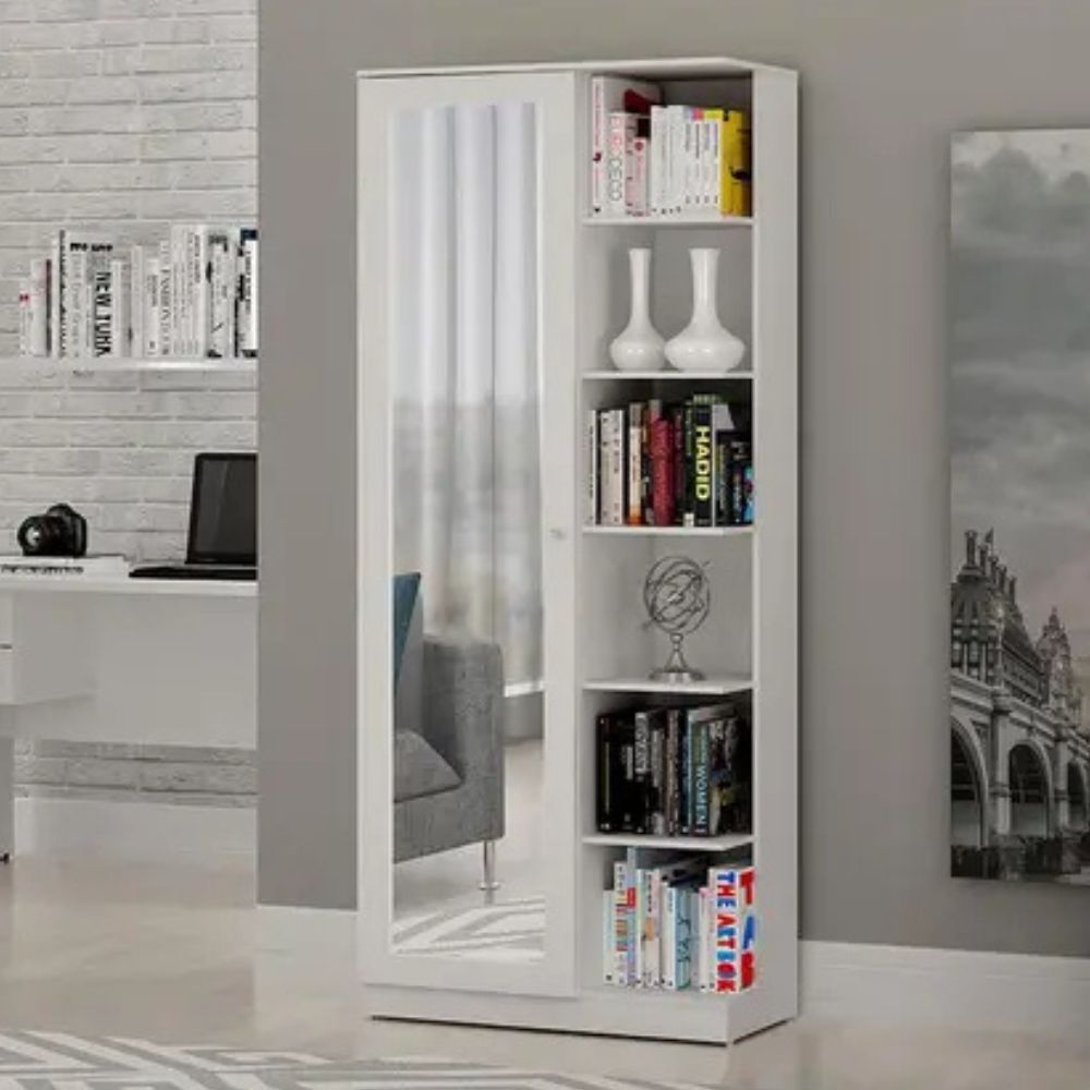 Armário Multiuso Valdemóveis João Pessoa Branco com Espelho e 9 Prateleiras