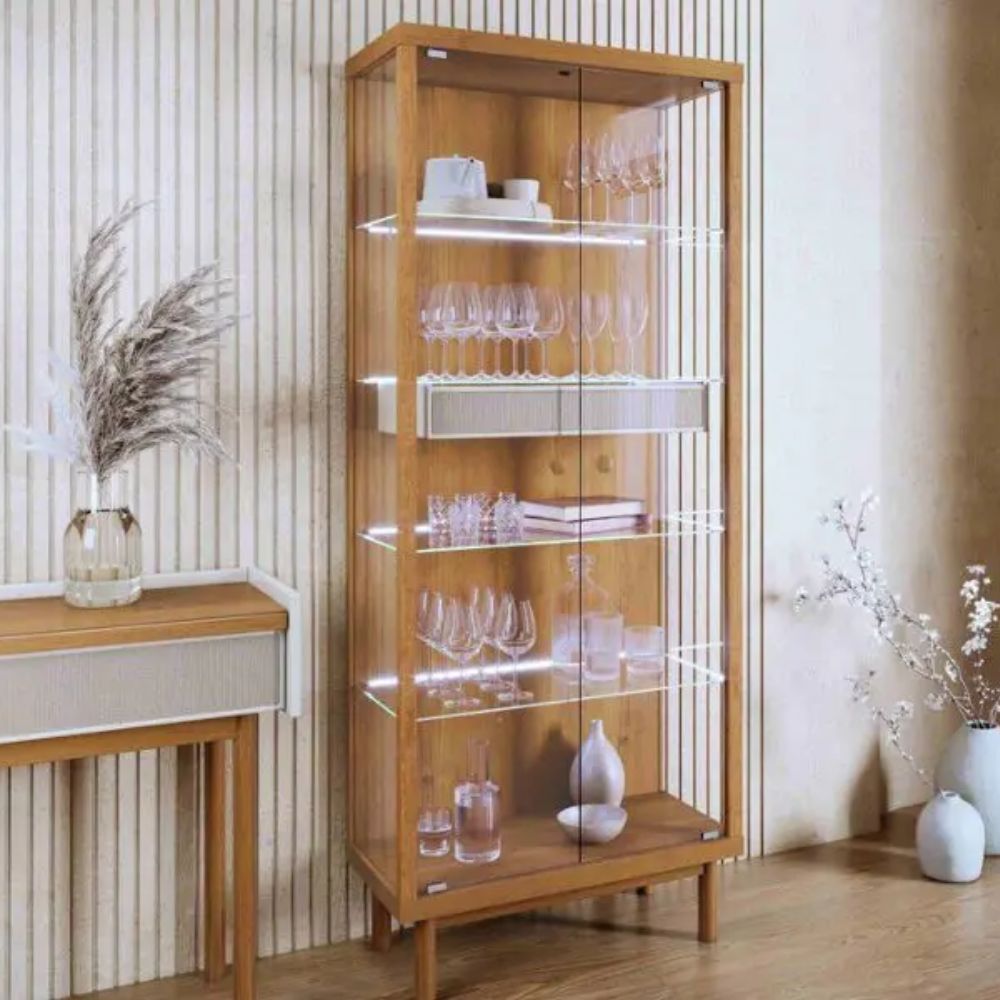 Cristaleira Imcal Dune 1 Gaveta Nature / Off White