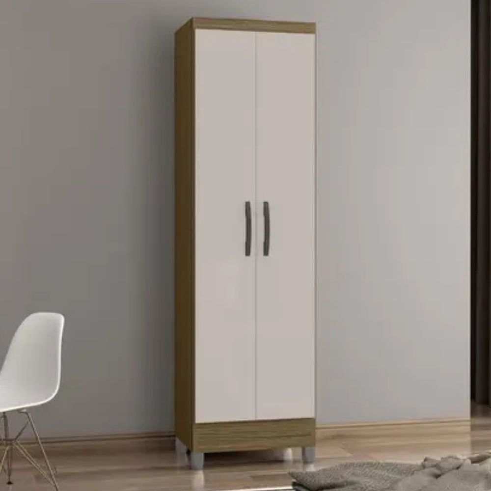 Armário Multiuso Poquema Slim 2 Portas Castanho/Off White