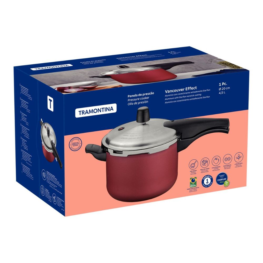 Panela de Pressão Tramontina Vancouver Effect 4,5L Vermelha - Imagem 10