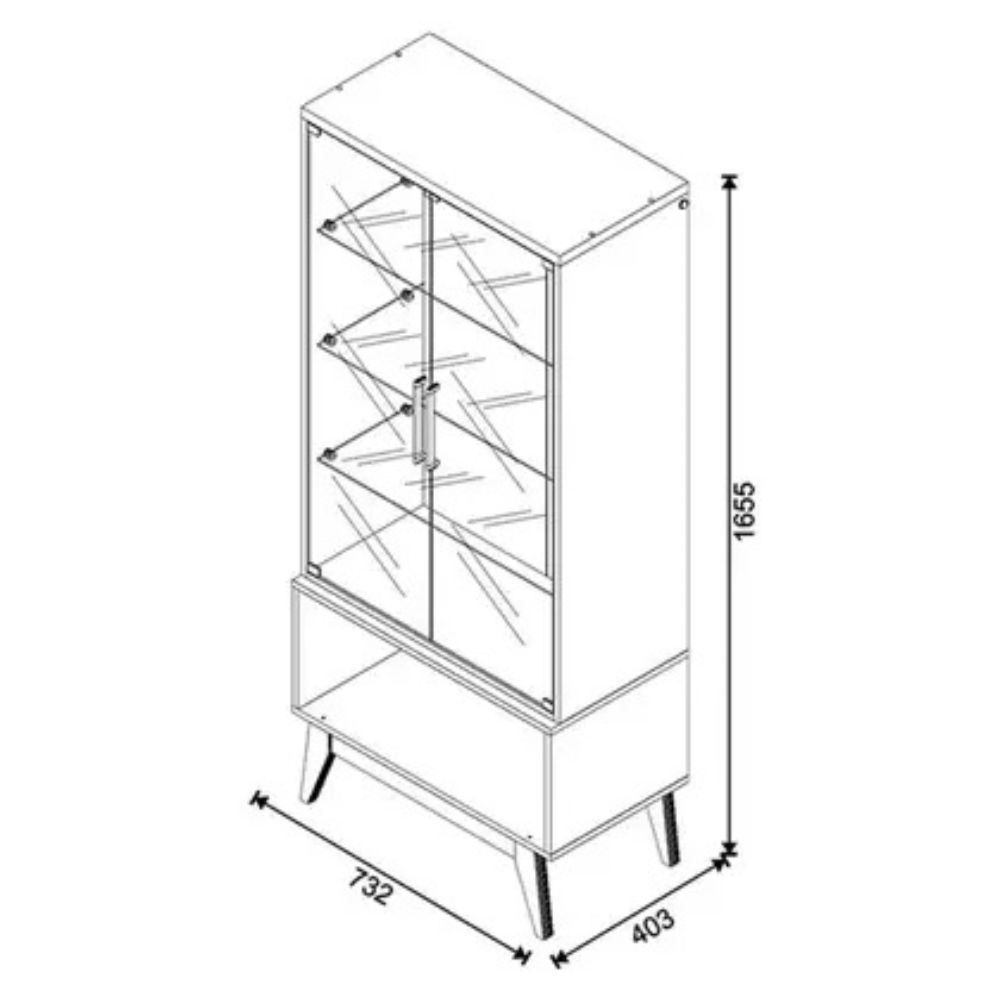Cristaleira Imcal Classic 1 Gaveta Nature - Imagem 2