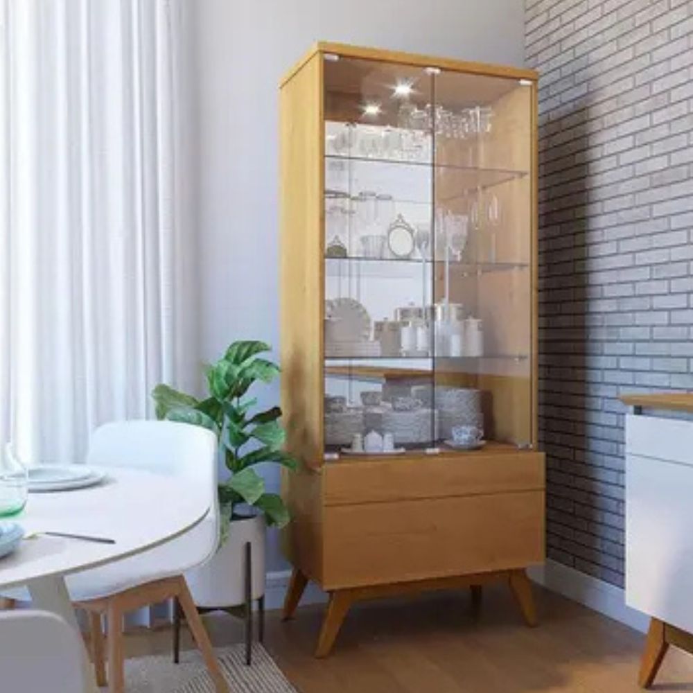 Cristaleira Imcal Classic 1 Gaveta Nature - Imagem 4