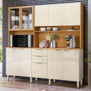 Cozinha Completa Demóbile Amora 10 Portas 2 Gavetas Cinamomo / Off White
