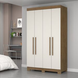 Guarda-Roupa Josan Noronha 4 Portas com Pés Cinamomo/Off White