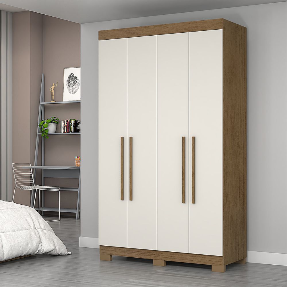 Guarda-Roupa Josan Noronha 4 Portas com Pés Cinamomo/Off White