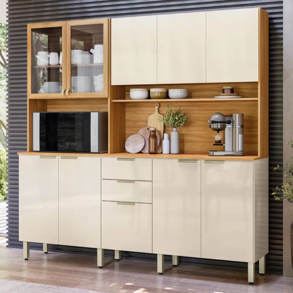 Cozinha Completa Demóbile Amora 10 Portas 2 Gavetas Cinamomo / Off White