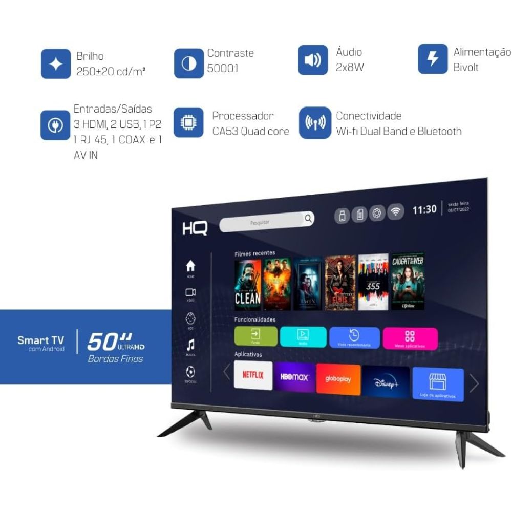 Smart TV HQ Screen 50" 4K UHD Android - Imagem 3