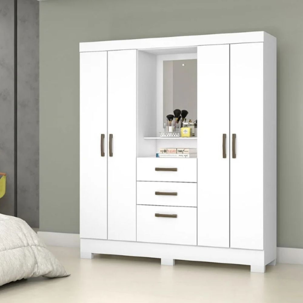 Guarda-Roupa Josan Mirabilis Capelinha 4 Portas 3 Gavetas, Branco - Imagem 3