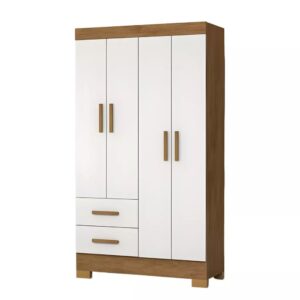 Roupeiro Josan Olímpio 4 Portas com Pés – Cinamomo/Off