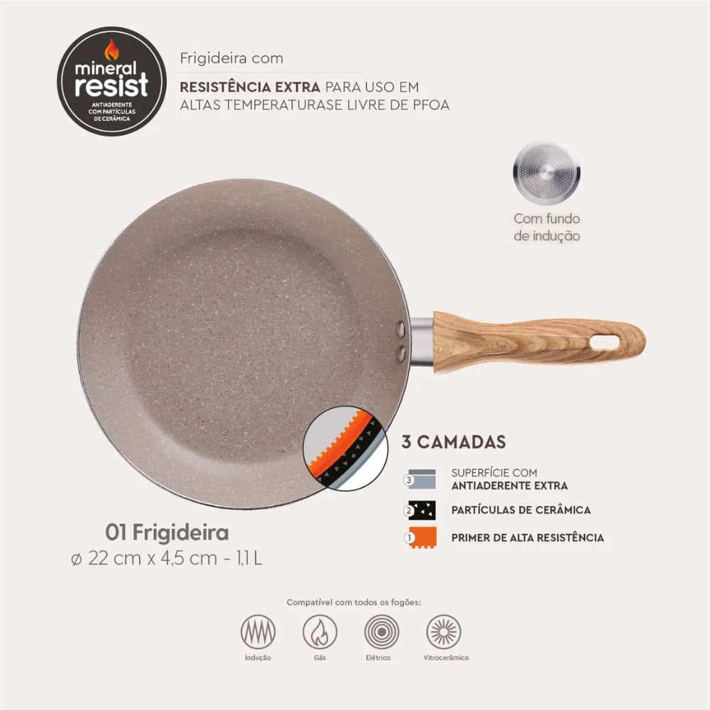 Jogo de Panelas Brinox Ceramic Life Smart Plus 5 Peças Areia - Imagem 10