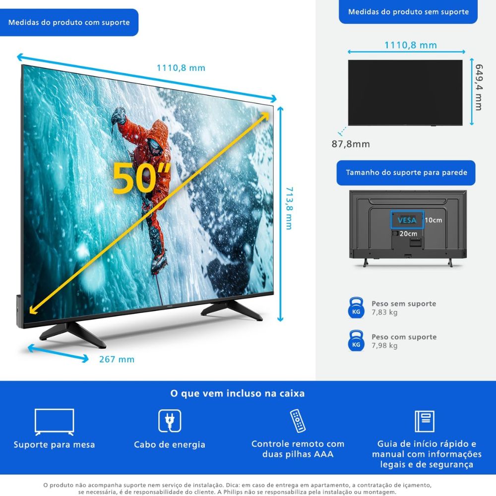 Smart TV Philips 50" 4K UHD LED 50PUG7300/78 - Imagem 11