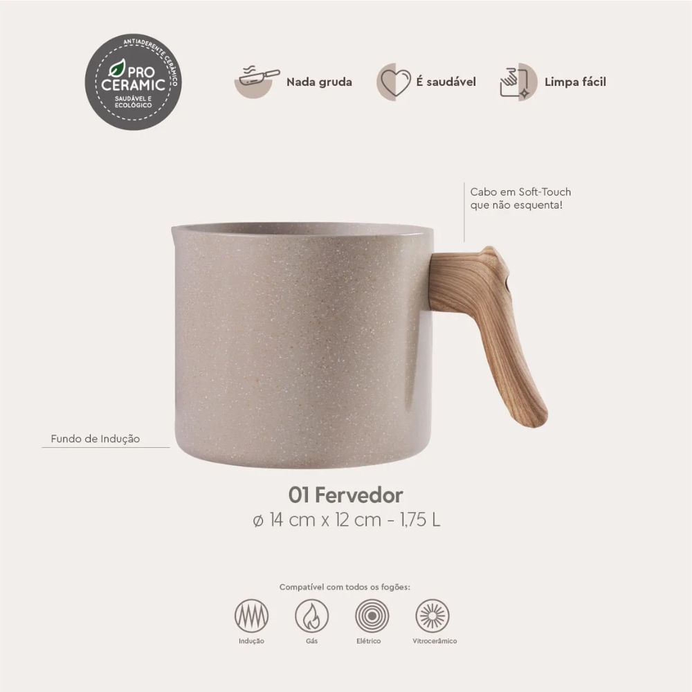 Jogo de Panelas Brinox Ceramic Life Smart Plus 5 Peças Areia - Imagem 13