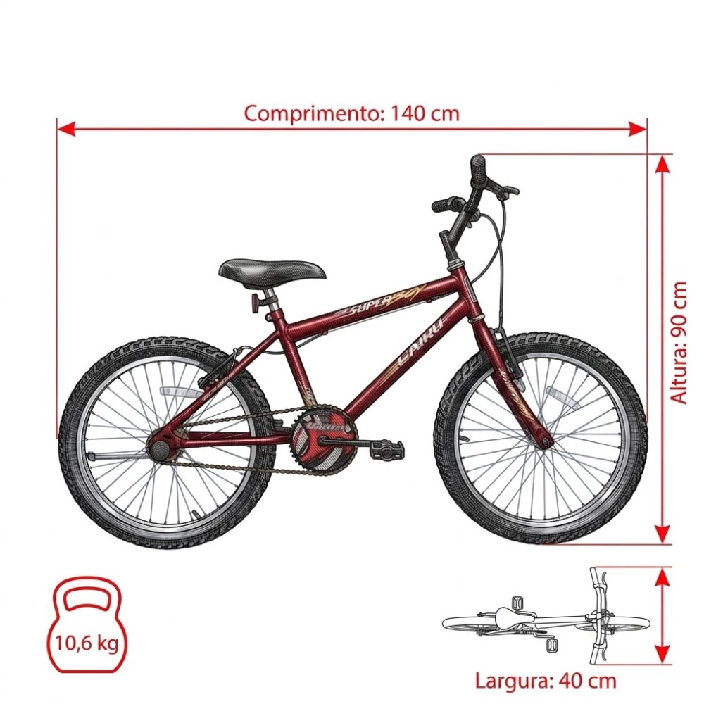 Bicicleta Cairu Super Boy Aro 20 Vermelha - Imagem 3
