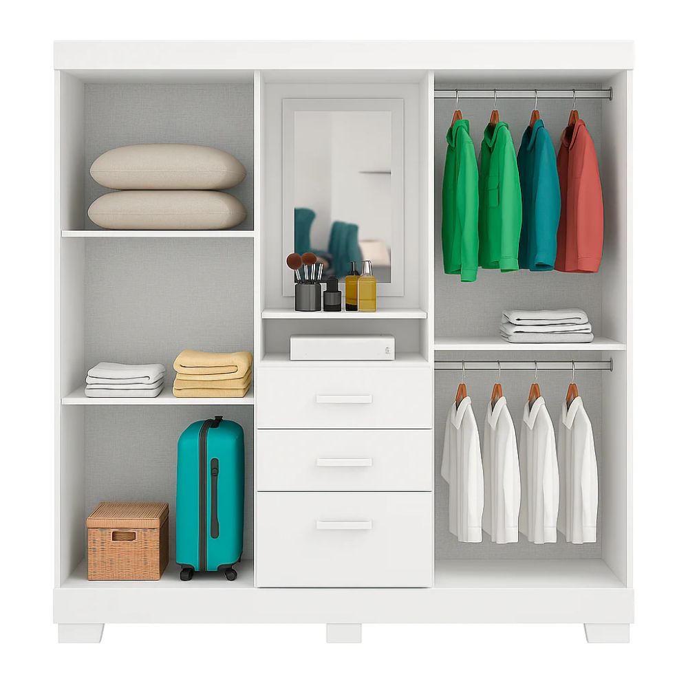 Guarda-Roupa Josan Mirabilis Capelinha 4 Portas 3 Gavetas, Branco - Imagem 2