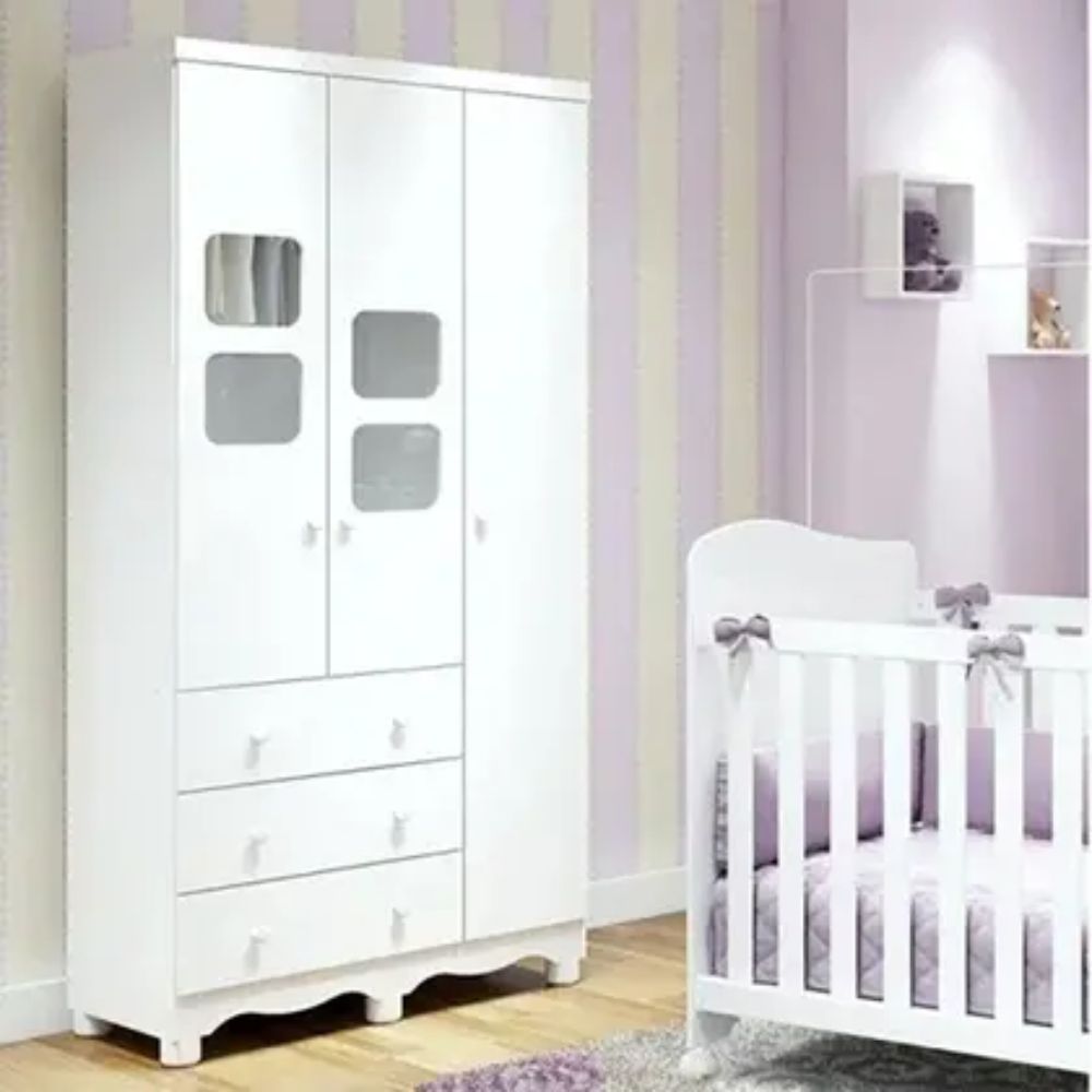 Guarda-Roupa Infantil Peroba Uli New 3 Portas Branco - Imagem 3