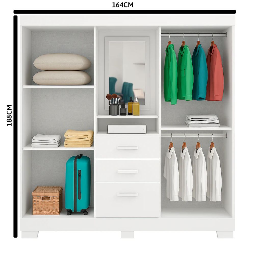 Guarda-Roupa Josan Mirabilis Capelinha 4 Portas 3 Gavetas, Branco - Imagem 4