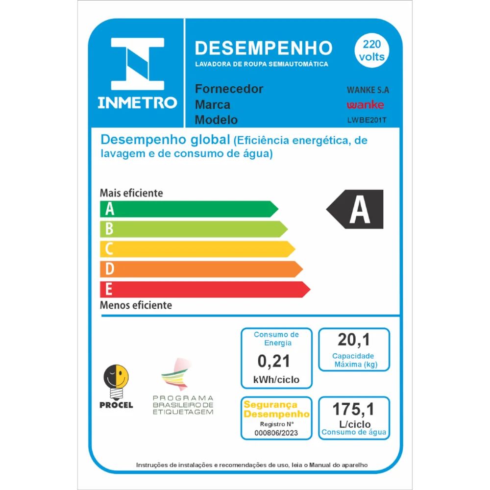 Tanquinho Wanke Premium 20kg Semiautomático, Preto - Imagem 7