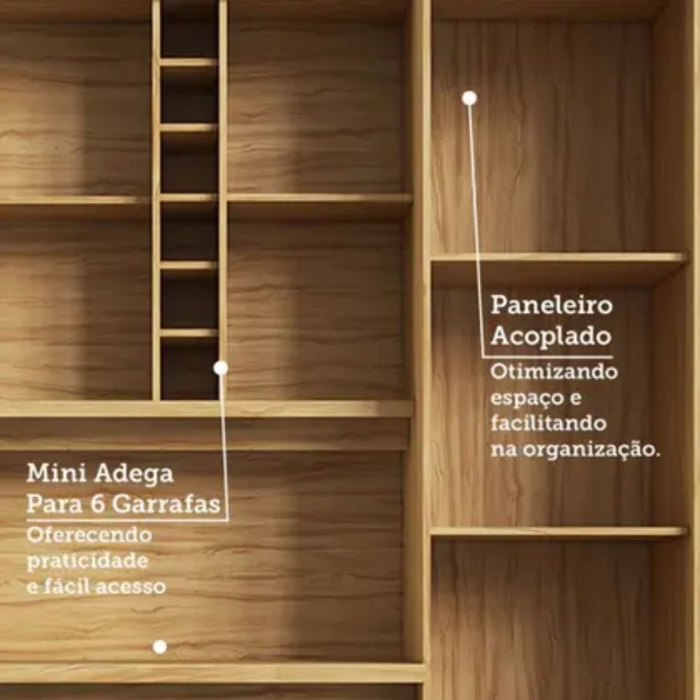 Cozinha Compacta Touriga 6 Portas 1 Gaveta 100% MDF com Vidro - Imagem 7