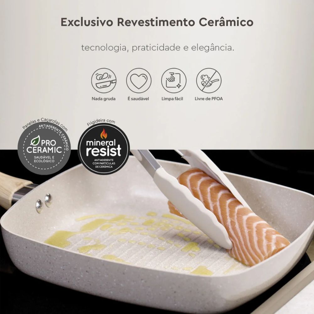Jogo de Panelas Brinox Ceramic Life Smart Plus 5 Peças Areia - Imagem 7